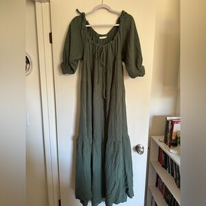 NWOT Neuflora Harmony Dress Size Large Green Muslin Dress